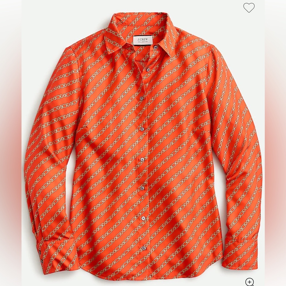 NWT J Crew Collection silk twill shirt in red chains print Size 4